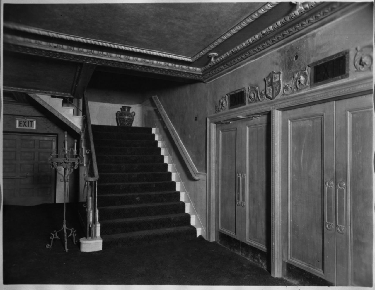 Orchestra stair leading to mezzanine lobby - c. 1927